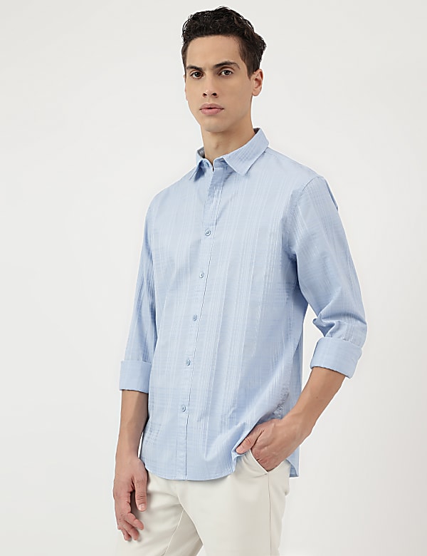Relaxed Fit Pure Cotton Spread Collar Shirt