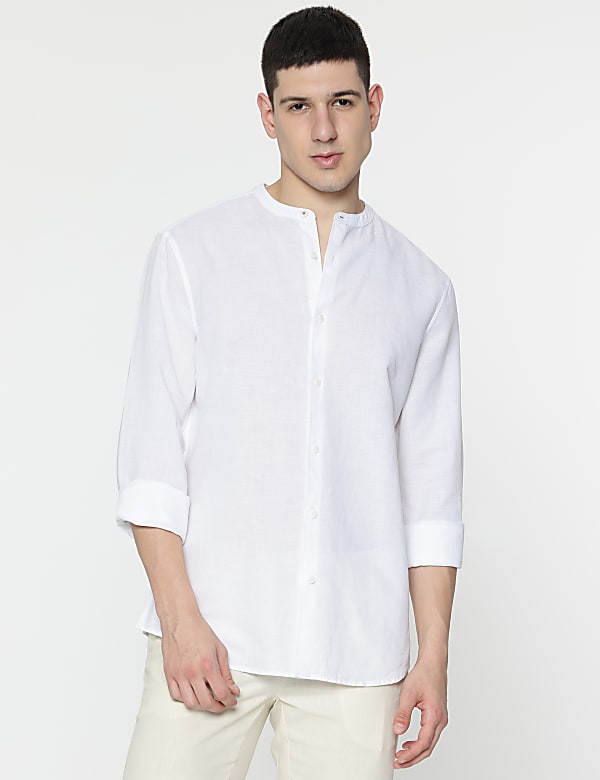 Linen Mix Plain Shirt