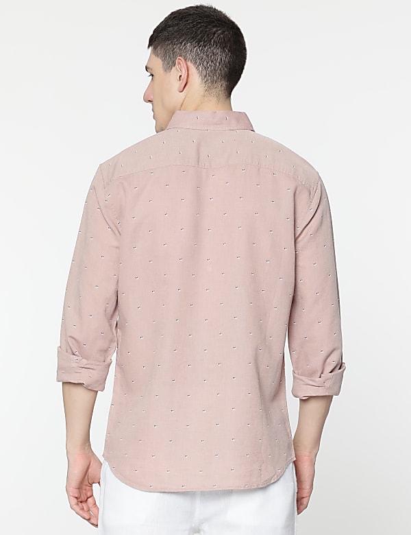 Linen Rich Minimal Dotted Print Shirt