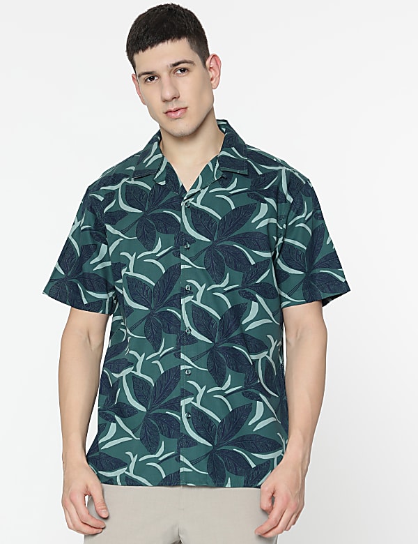 Relaxed Fit Modal Mix Tropical Print Shirt