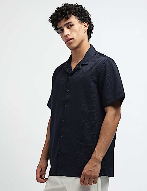 Relaxed Fit Resort Collar Checked Shirt