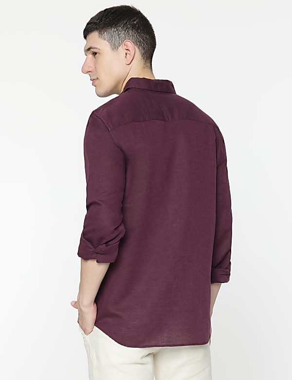 Linen Rich Spread Collar Shirt