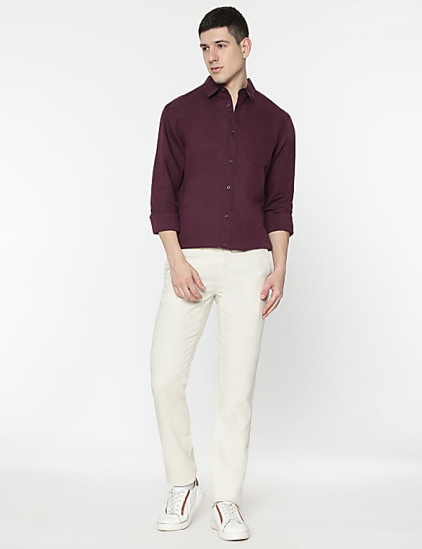 Linen Rich Spread Collar Shirt