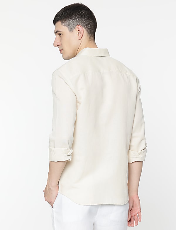 Linen Rich Spread Collar Shirt