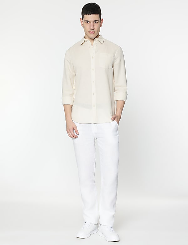Linen Rich Spread Collar Shirt