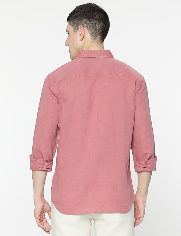 Linen Rich Spread Collar Shirt