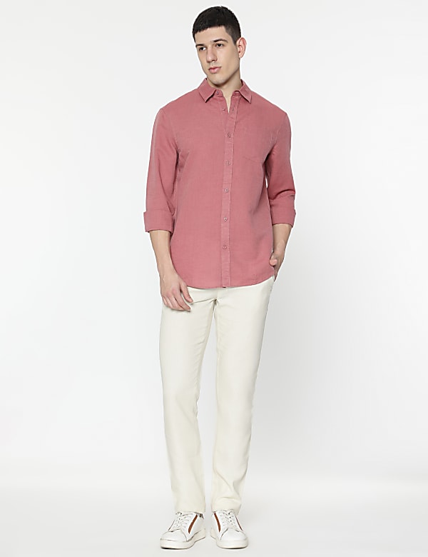 Linen Rich Spread Collar Shirt