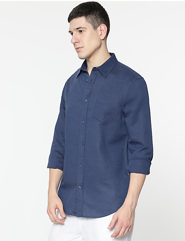 Linen Rich Spread Collar Shirt
