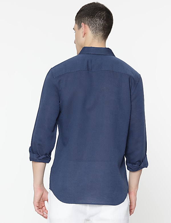 Linen Rich Spread Collar Shirt