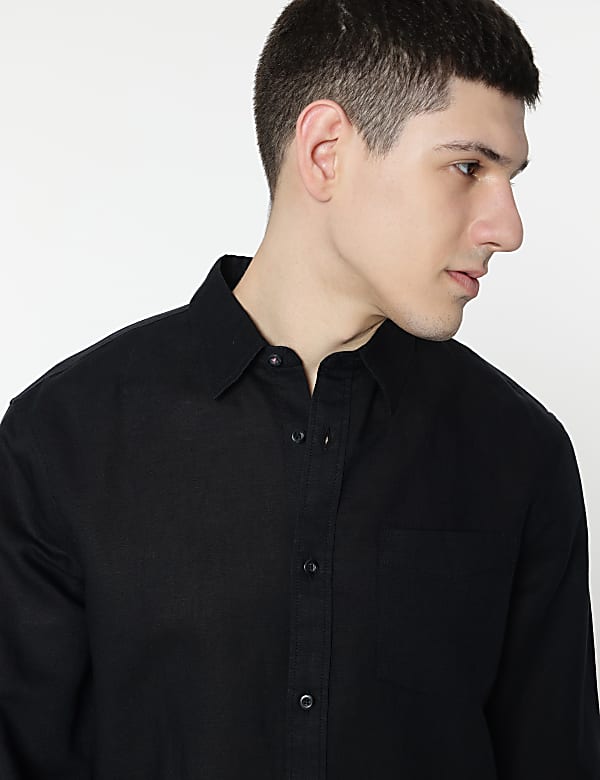 Linen Rich Spread Collar Shirt