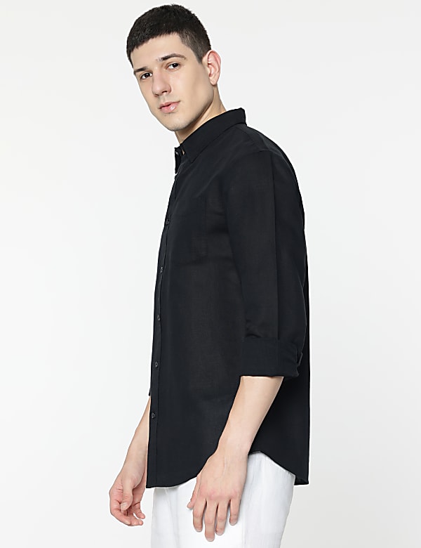 Linen Rich Spread Collar Shirt