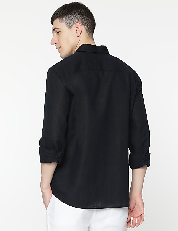 Linen Rich Spread Collar Shirt
