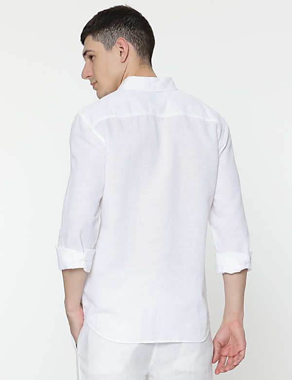 Linen Rich Spread Collar Shirt