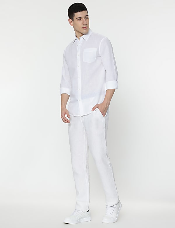 Linen Rich Spread Collar Shirt