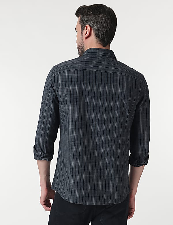 Pure Cotton Check Button Down Collar Shirt