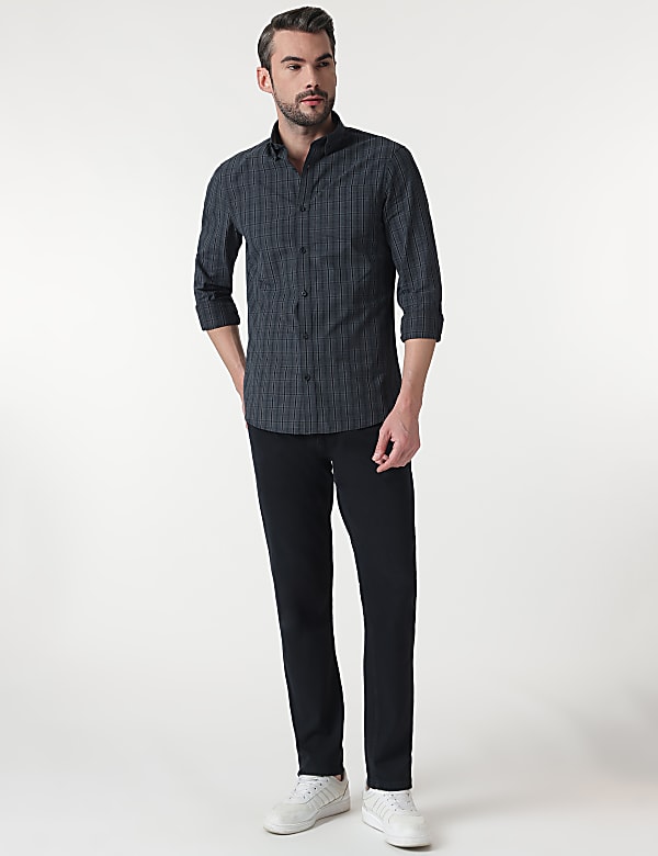 Pure Cotton Check Button Down Collar Shirt
