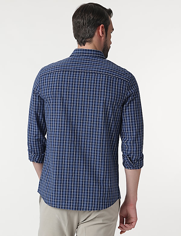 Pure Cotton Checks Button Down Collar Shirt