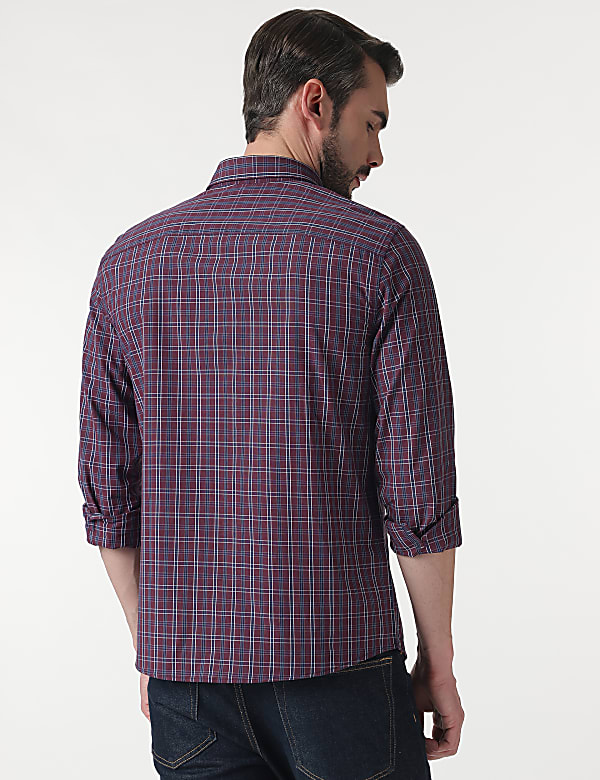 Pure Cotton Checks Button Down Collar Shirt