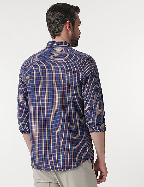 Check Cotton Rich Button Down Collar Shirt