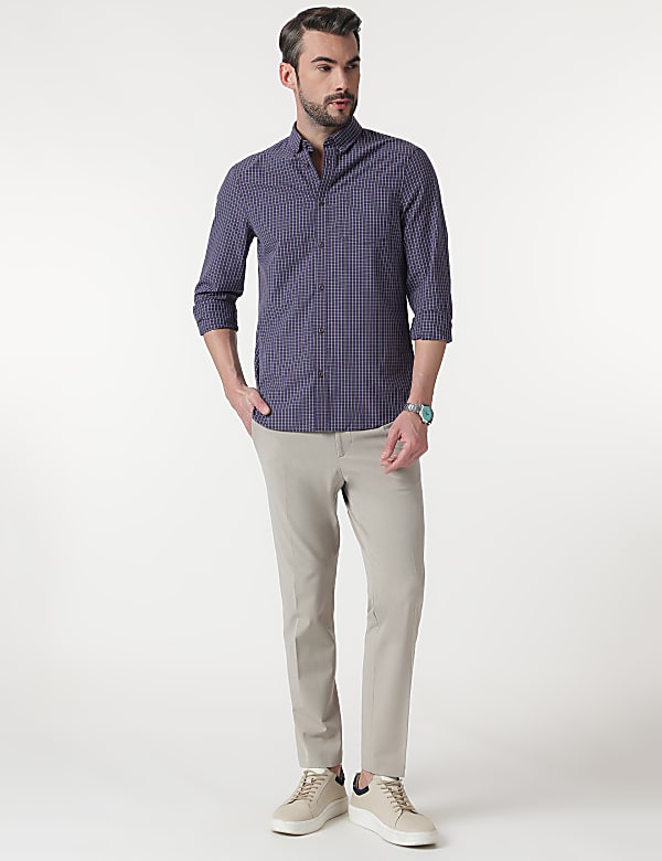 Check Cotton Rich Button Down Collar Shirt