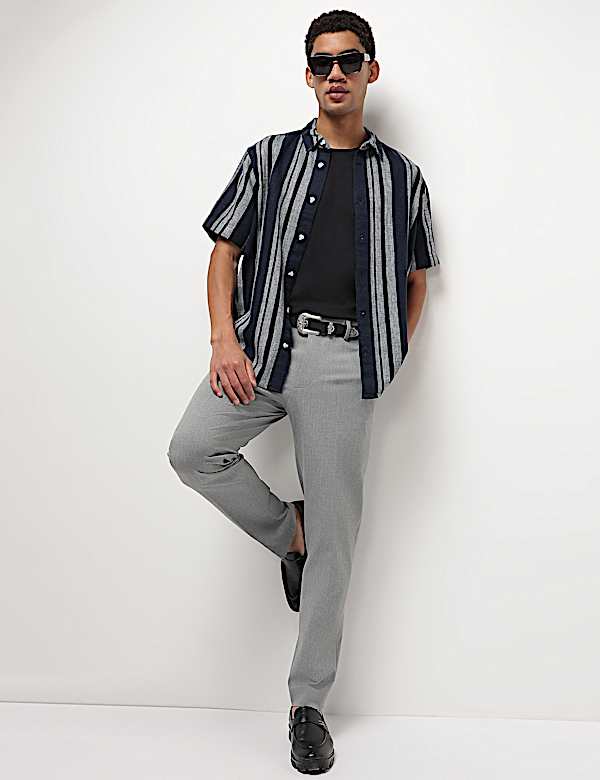 Cotton Linen Blend Striped Shirt