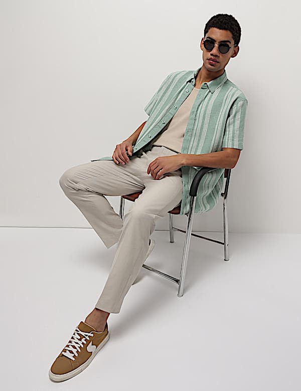 Cotton Linen Blend Striped Shirt
