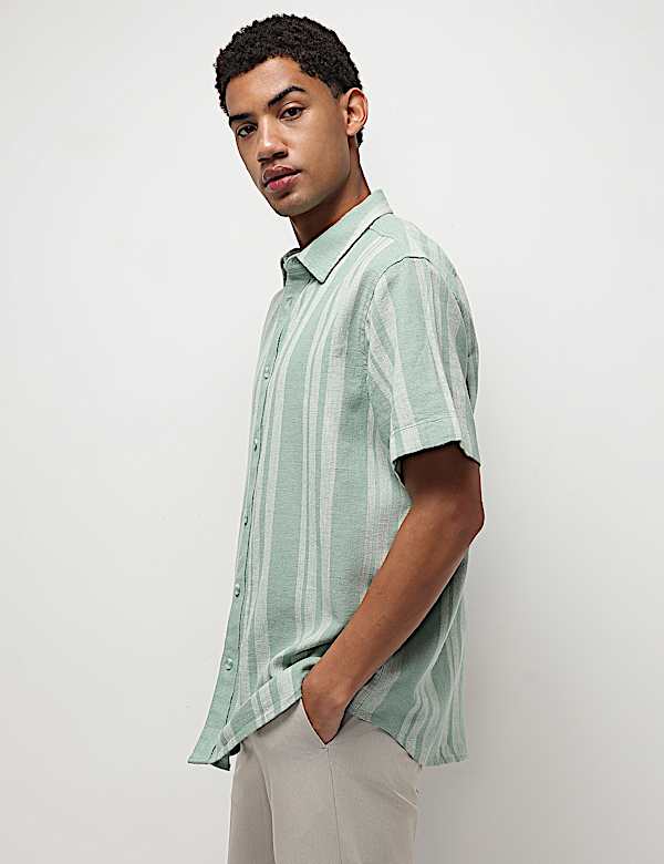 Cotton Linen Blend Striped Shirt