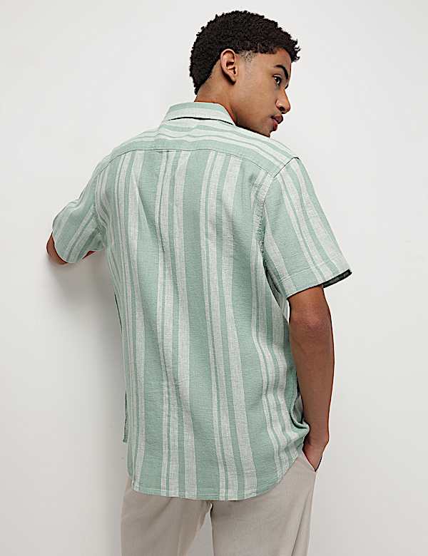 Cotton Linen Blend Striped Shirt