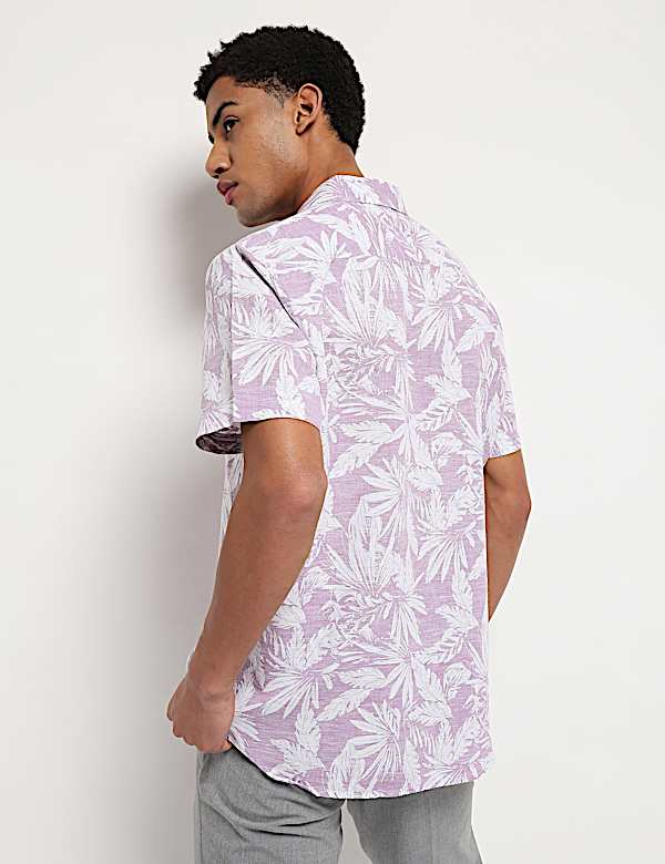 Linen Rich Relaxed Fit Tropical Print Shirt