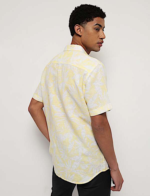 Linen Rich Relaxed Fit Tropical Print Shirt