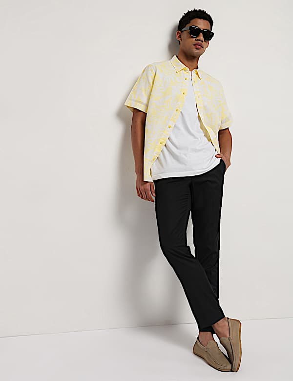Linen Rich Relaxed Fit Tropical Print Shirt