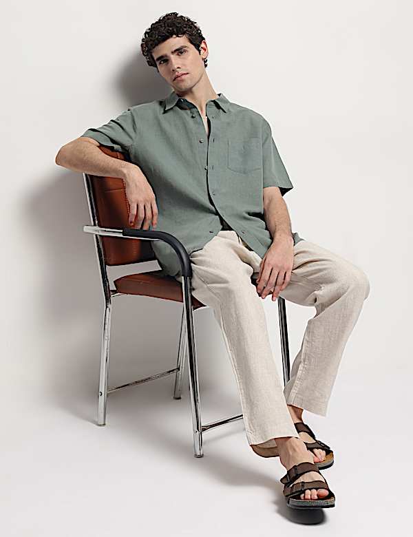 Linen Rich Short Sleeves Relaxed Fit Shirt