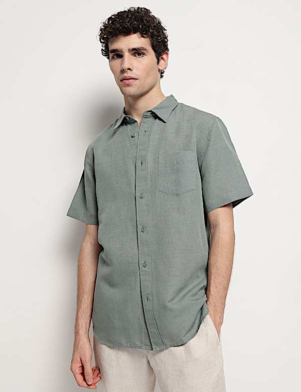 Linen Rich Short Sleeves Relaxed Fit Shirt