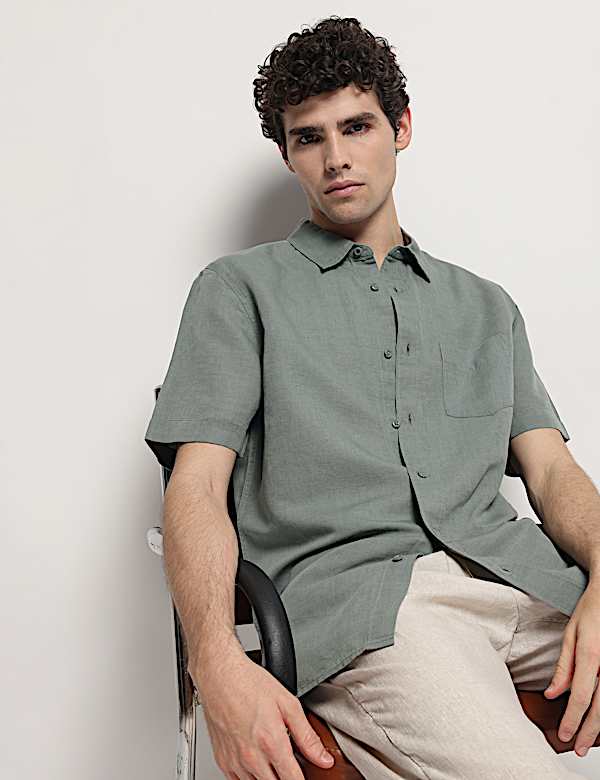 Linen Rich Short Sleeves Relaxed Fit Shirt