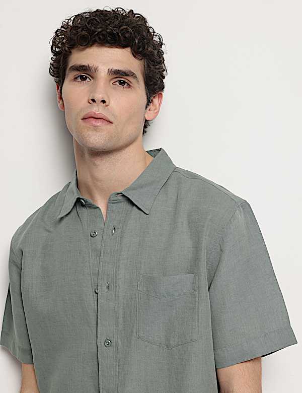 Linen Rich Short Sleeves Relaxed Fit Shirt