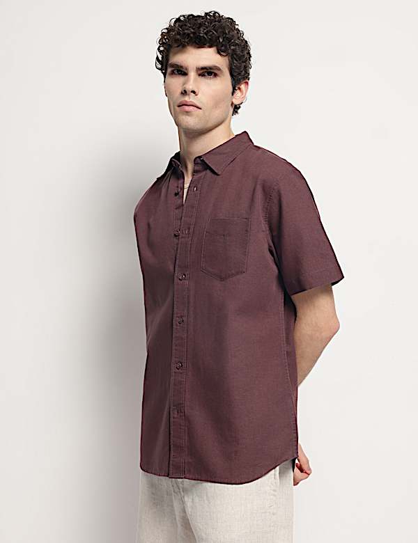 Linen Rich Short Sleeves Relaxed Fit Shirt