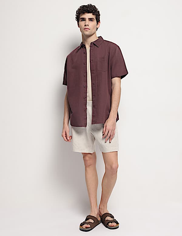Linen Rich Short Sleeves Relaxed Fit Shirt