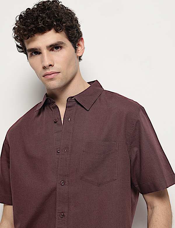 Linen Rich Short Sleeves Relaxed Fit Shirt