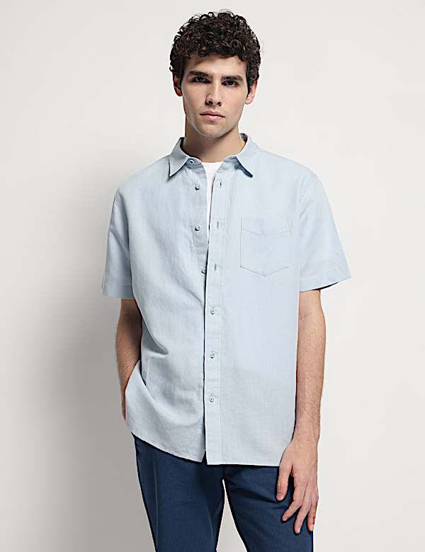 Linen Rich Short Sleeves Relaxed Fit Shirt