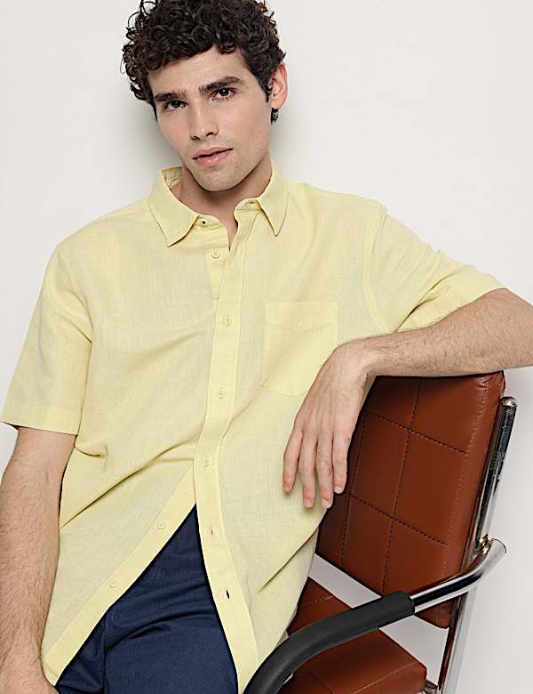 Linen Rich Short Sleeves Relaxed Fit Shirt