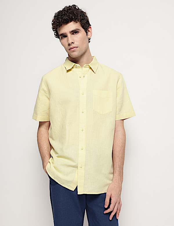 Linen Rich Short Sleeves Relaxed Fit Shirt
