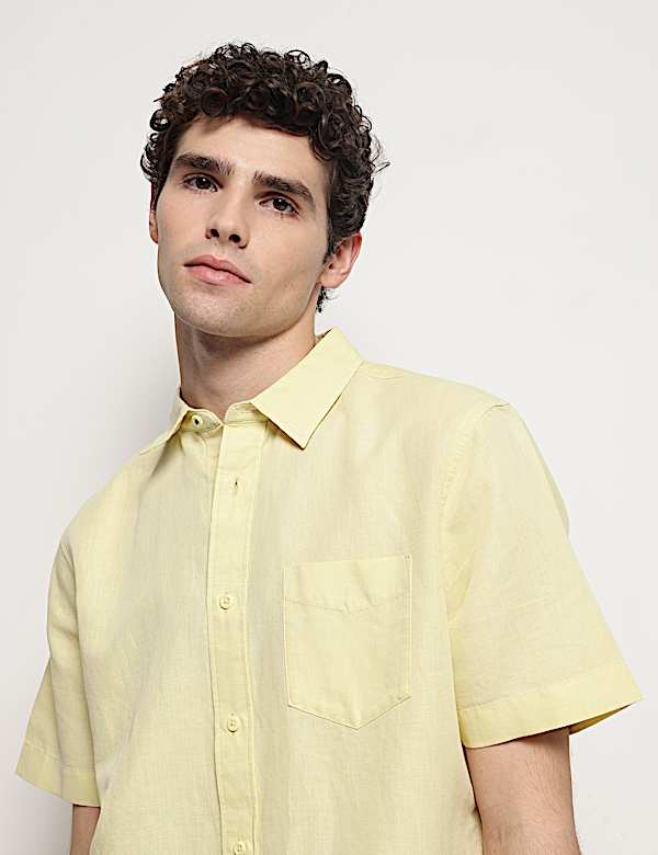 Linen Rich Short Sleeves Relaxed Fit Shirt