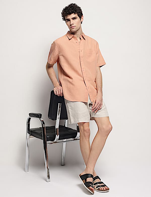 Linen Rich Short Sleeves Relaxed Fit Shirt