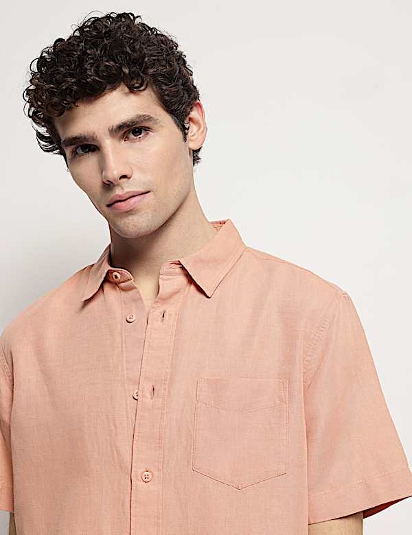 Linen Rich Short Sleeves Relaxed Fit Shirt