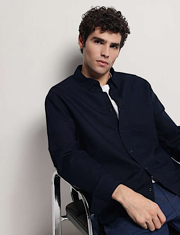 Cotton Linen Blend Relaxed Fit Shirt