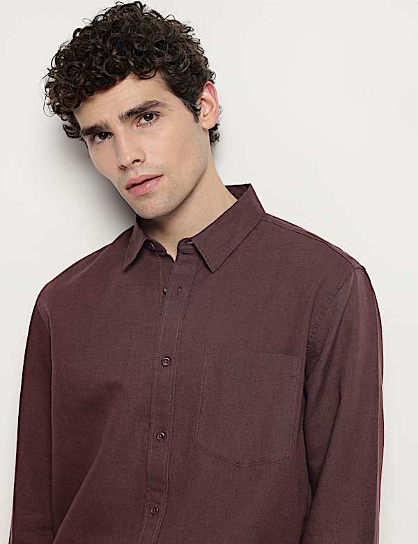 Cotton Linen Blend Relaxed Fit Shirt