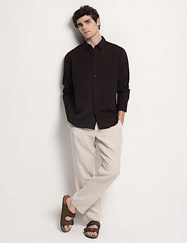 Cotton Linen Blend Relaxed Fit Shirt