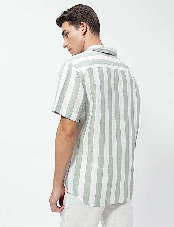 Linen Rich Relaxed Fit Stripes Shirt