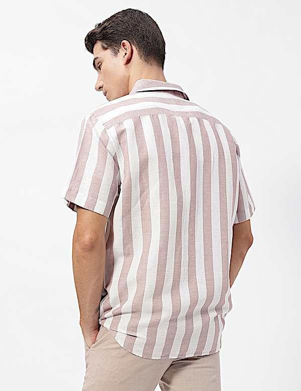 Linen Rich Relaxed Fit Stripes Shirt