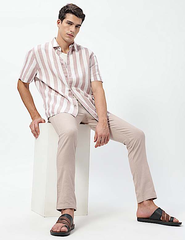 Linen Rich Relaxed Fit Stripes Shirt